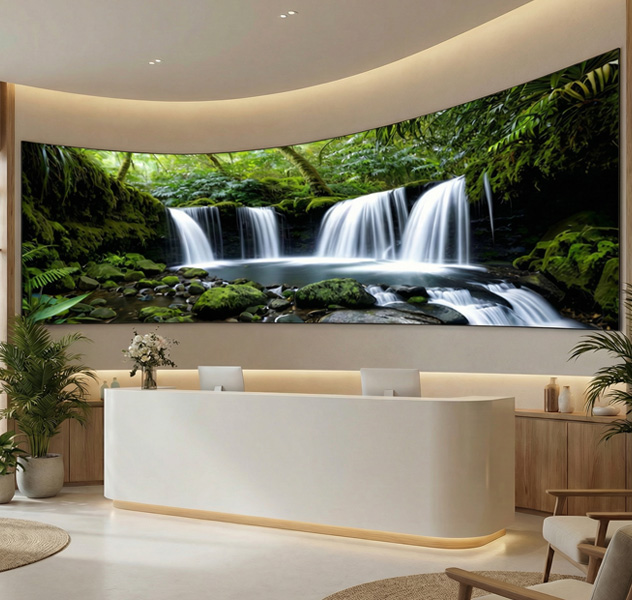 Recepción con pantallas LED publicitarias