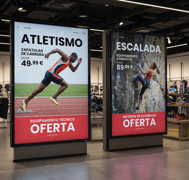 Centro comercial con pantallas publicitarias para interior y exterior